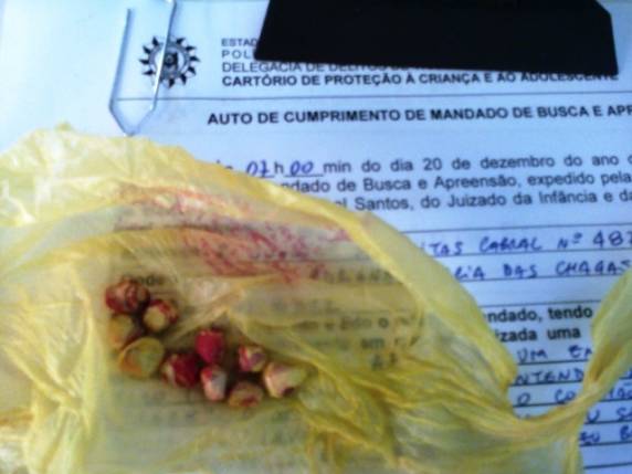 Foram apreendidas 16 pedras de crack