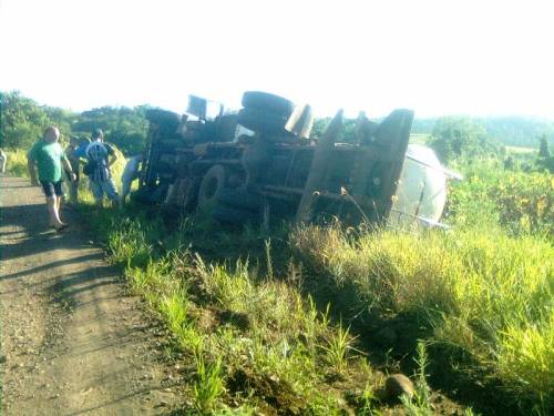 Caminhão de
transporte de leite tombou na ERS 305 no interior de Crissiumal - foto 3