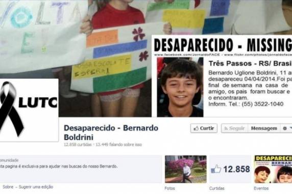 Página criada para ajudar nas buscas ao garoto foi usada para protestar contra os suspeitos