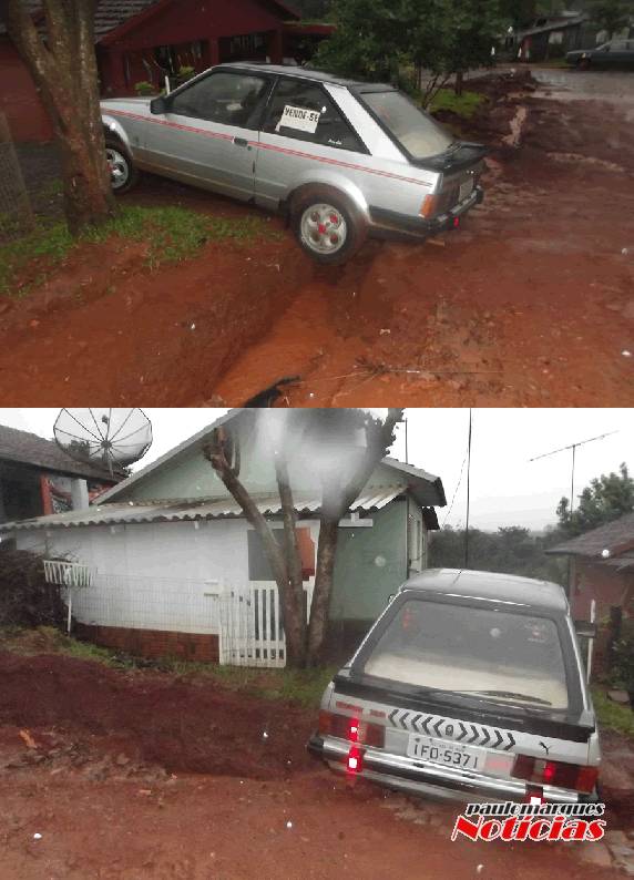 Carro fica preso em vala no bairro Guaíra em Três de Maio - foto 2