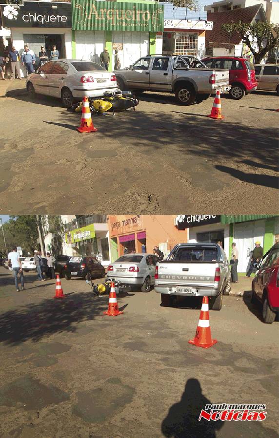 Piloto e carona de moto ficaram feridos em acidente no centro de Três de Maio - foto 3