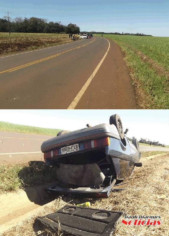 Veículo com três pessoas capota na Perimetral em Três de Maio - foto 3