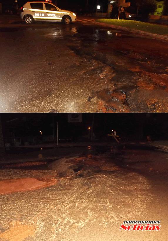 Rede de água da CORSAN rompe e asfalto cede na Av. Santa Rosa - foto 2