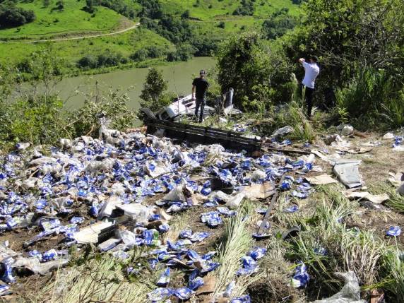 Caminhão fica totalmente destruído após tombar na ERS 406 - foto 2