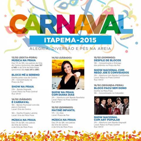 O carnaval 

de Itapema está recheado de atrações para todos os gostos. Agende-se e venha participar