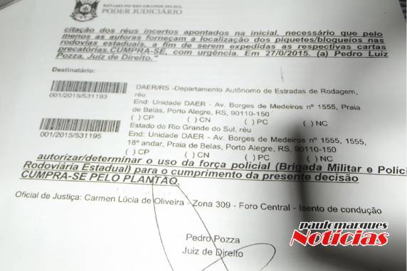 A decisão está assinada pelo Juiz de Direito Dr. Pedro Pozza