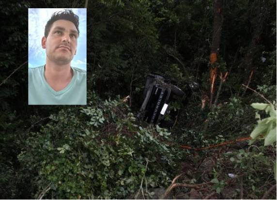 Motorista Douglas Antônio Diotti, de 29 anos, perdeu o 

controle da camionete e caiu de um barranco na BR-386