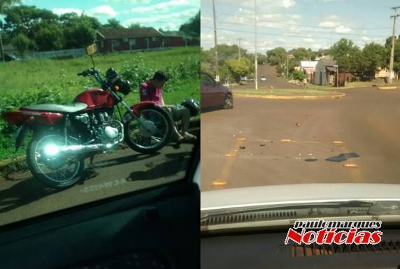 A moto foi colhida por uma caminhonete