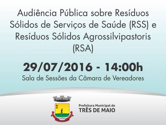 A pauta do evento será Resíduos Sólidos de Serviços de Saúde (RSS) e Resíduos Sólidos Agrossilvipastoris (RSA)