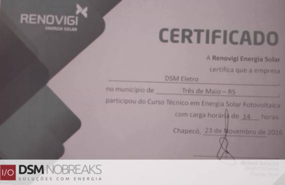 DSM participa de
treinamento em energia solar e firma parceria com RENOVIGI - foto 3