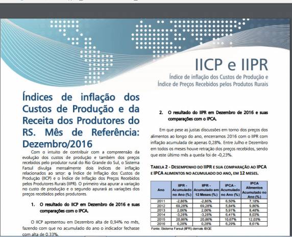 Relatório de Dezembro da Inflação dos Custos de Produção e dos Preços Recebidos pelos Produtores - foto 2