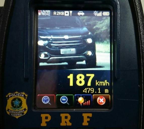 Agentes da Polícia Rodoviária Federal constaram que o motorista excedeu 

a velocidade em 50 por cento acima da permitida no local. Outros 11 condutores estavam acima de 100 km/h