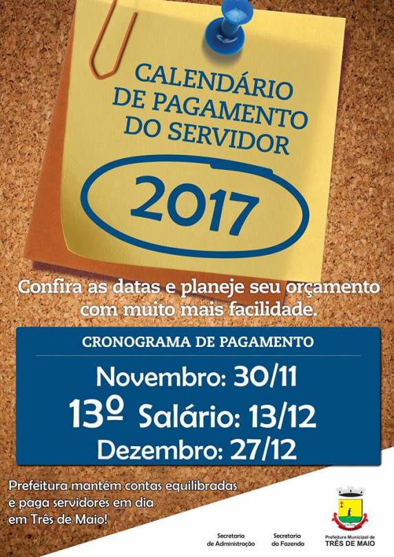 Calendário de pagamento do final do ano foi divulgado pelo Executivo e mantém proventos integrais em dia