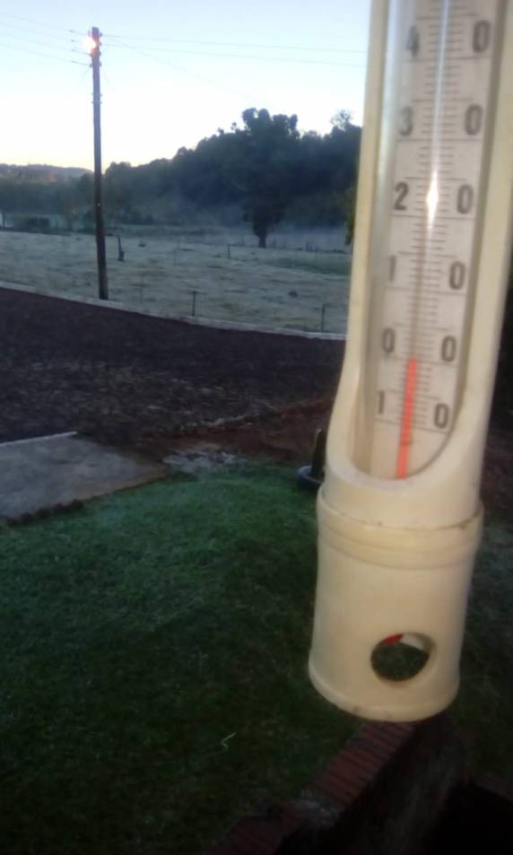 Baixa temperatura forma geada em Três de Maio e região - foto 2