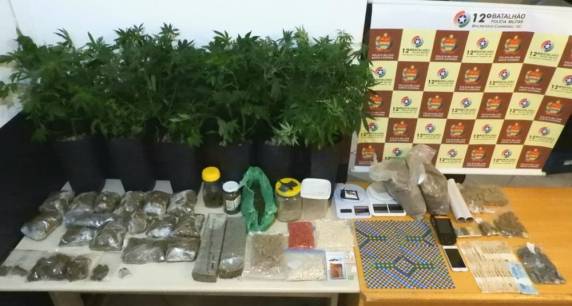 Foram apreendidos pacotes de 

ecstasy que seriam vendidos em uma festa e também drogas sintéticas e pés de maconha dentro de um apartamento
