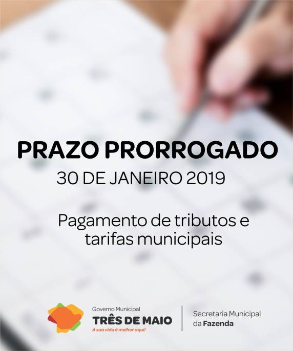 Nova data é 

estabelecida para pagamentos de impostos e taxas municipais