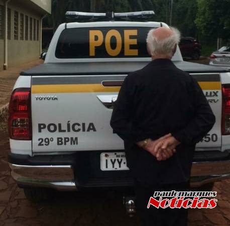 O homem de 77 anos, foi preso por uma guarnição do POE/29ºBPM