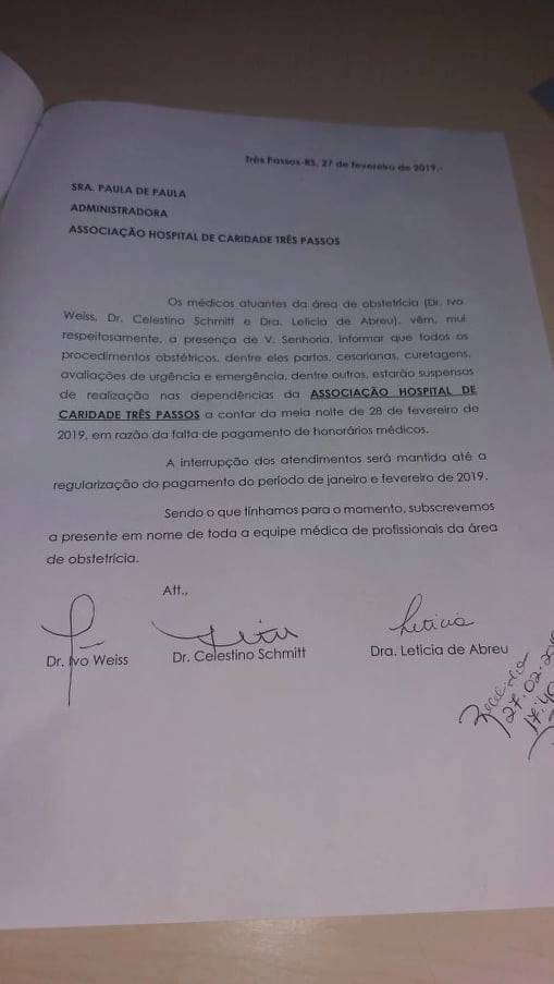 Hospital de Caridade de Três Passos suspende atendimentos em obstetrícia - foto 3