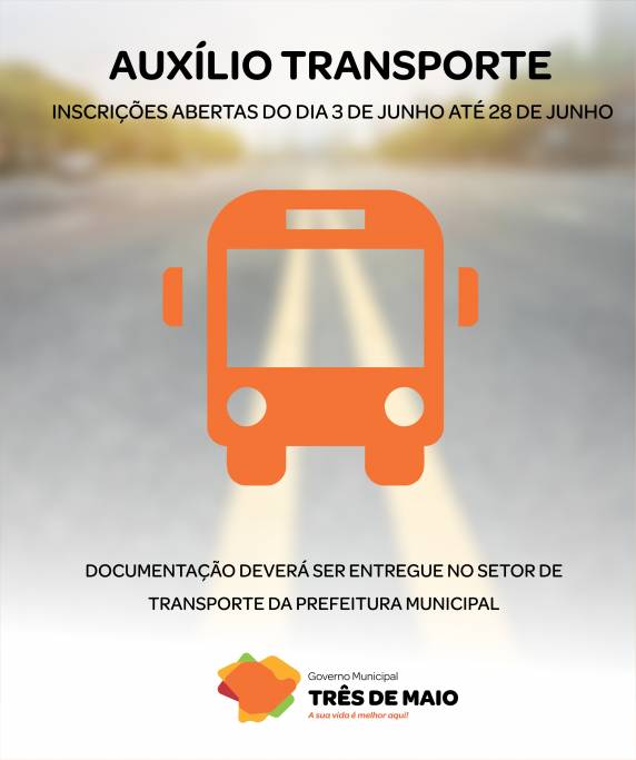 As inscrições serão realizadas até dia 28 de junho e a documentação deverá ser entregue no setor de transporte da Prefeitura Municipal