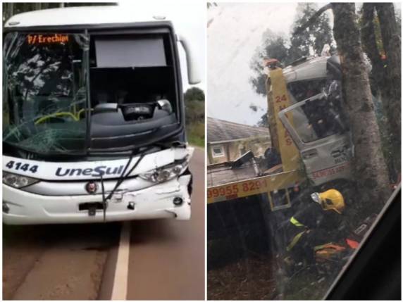 Ônibus seguia para Erechim quando ocorreu o acidente