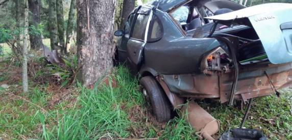 Carro sai da pista e colide contra árvore na BR-158 em Panambi - foto 3