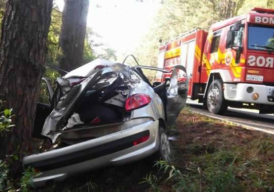 Carro saiu da pista e bateu em uma árvore na manhã deste domingo (20), por volta das 6h30min