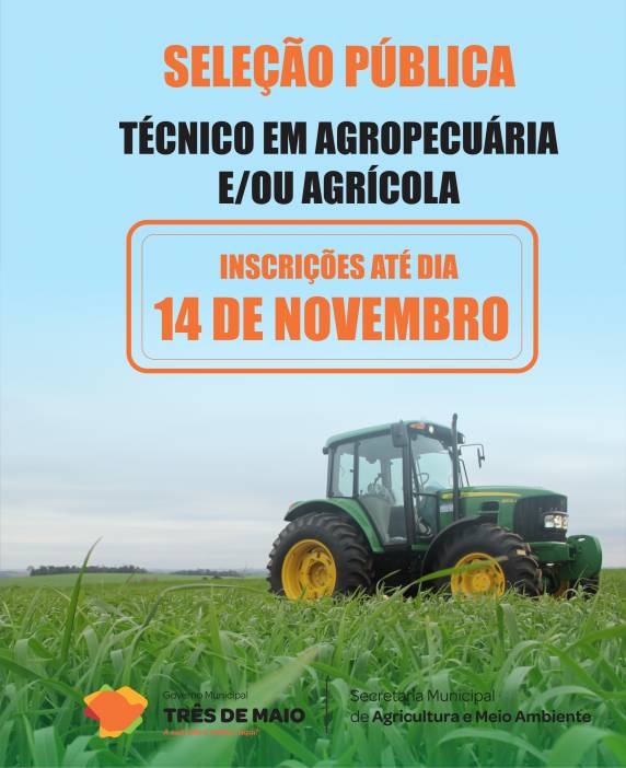 Inscrições podem ser realizadas até dia 14 de novembro na Secretaria Municipal de Agricultura e Meio Ambiente