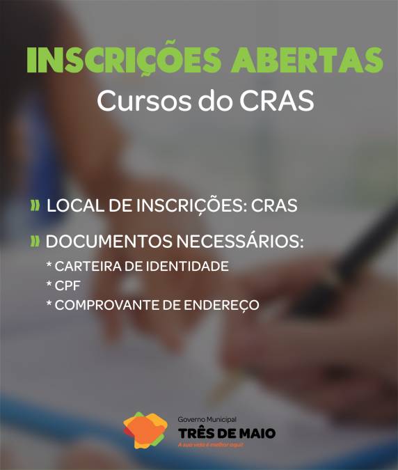 Dez oficinas serão ofertadas a população tresmaiense
