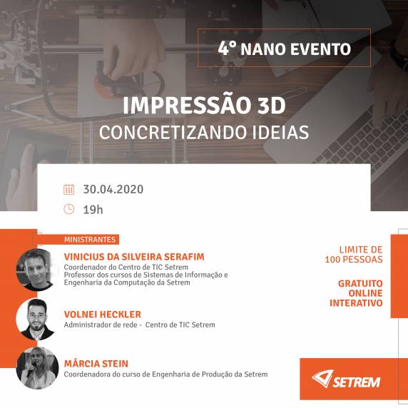Evento online ocorre em 30 de abril, a partir das 19h