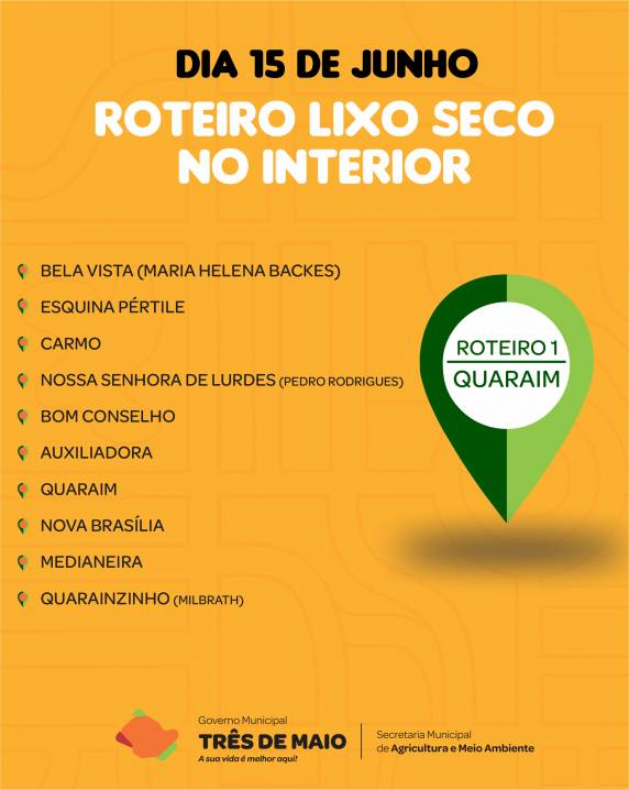 Para melhor organização a disposição do material deve ser realizada no dia anterior ao que o caminhão passa na localidade