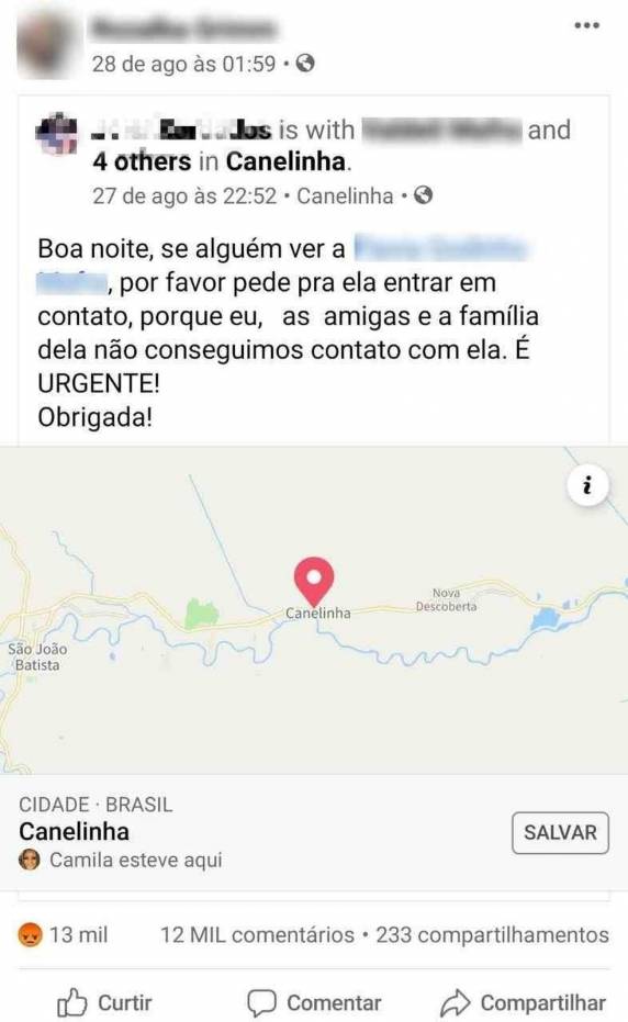 Polícia vai investigar a postagem. Corpo da grávida, que tinha 24 anos, foi encontrado na manhã de sexta-feira com ferimentos na parte inferior da barriga, sem o bebê