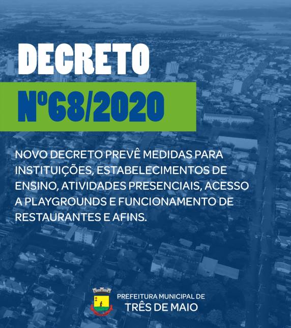 Decreto prevê medidas para instituições, estabelecimentos de ensino, atividades presenciais, acesso a playgrounds e funcionamento de restaurantes e afins