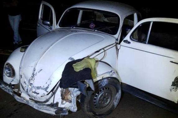 Ele diriga um Fusca que capotou sobre a ponte do Rio Potiribu