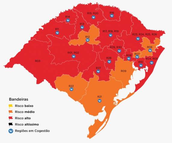 Gabinete de Crise vai analisar as solicitações, e mapa definitivo vai ser divulgado na tarde de segunda (28). Bandeiras passam a valer a partir da terça (29) até o dia 4 de janeiro