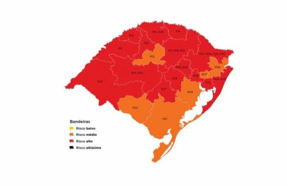 Outras seis localidades foram classificadas na cor laranja