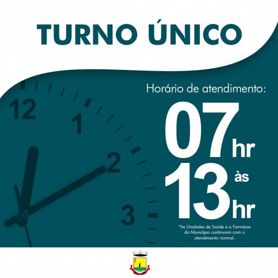 Horário especial de trabalho ocorre das 7h às 13h