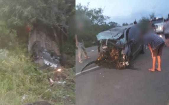 Colisão frontal envolveu dois carros
