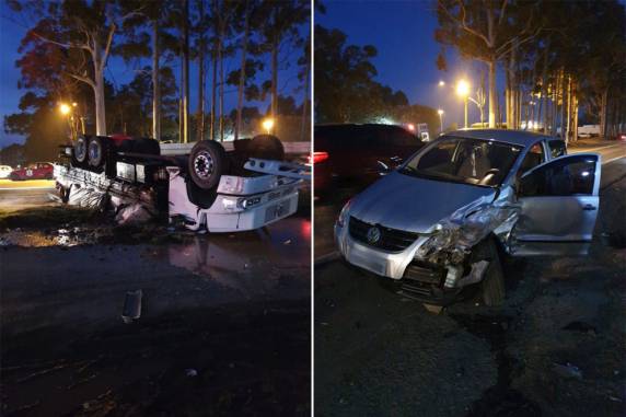 Informações iniciais apontam que um carro, com placas de Soledade, estaria fazendo a travessia da BR-386 e foi atingido por um caminhão que seguia na rodovia.