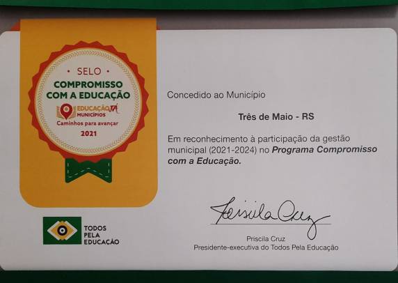Premiação é um reconhecimento à gestão do município no planejamento e desenvolvimento das ações da rede municipal de ensino durante o período da pandemia