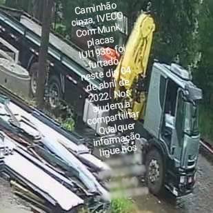 Iveco equipado com munk foi levado do pátio da empresa Construtora Berian, na cidade da Serra Gaúcha