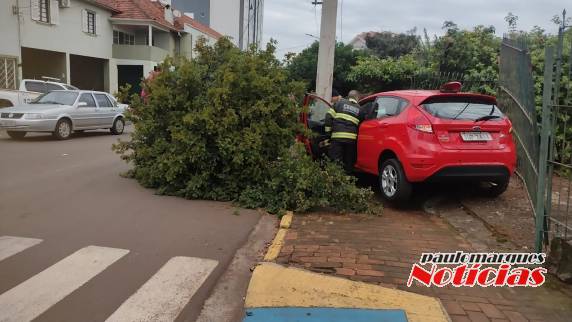 A mulher não ficou ferida, apenas danos de grande monta no veículo