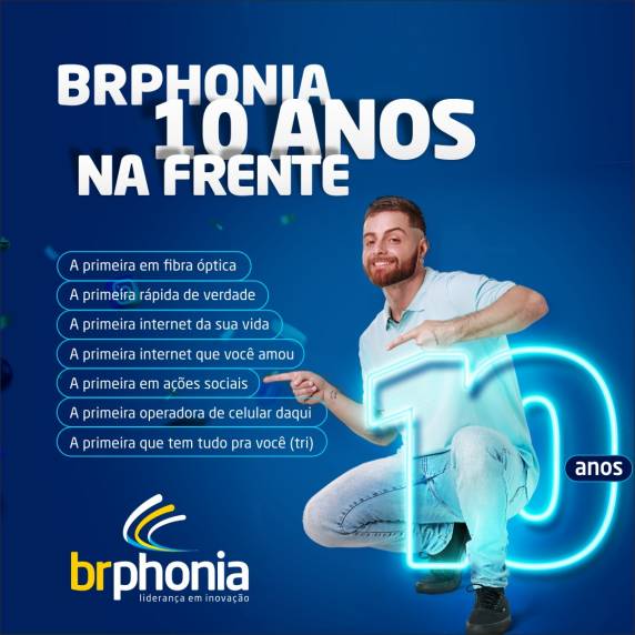 Em comemoração aos 10 anos da empresa, a Brphonia irá sortear 1 ano de internet grátis para 40 clientes