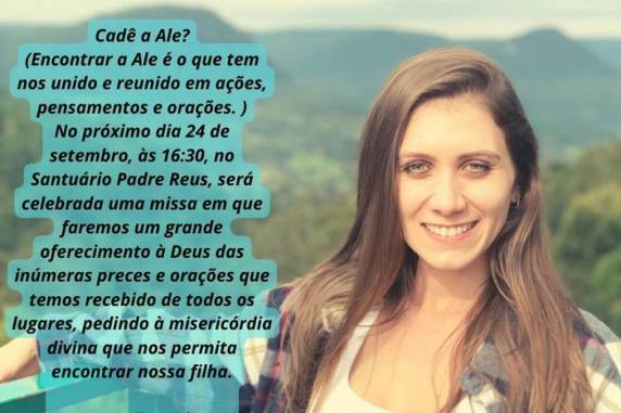 Alessandra Dellatorre, 29 anos, saiu de casa em 16 de julho para fazer uma caminhada e não foi mais localizada