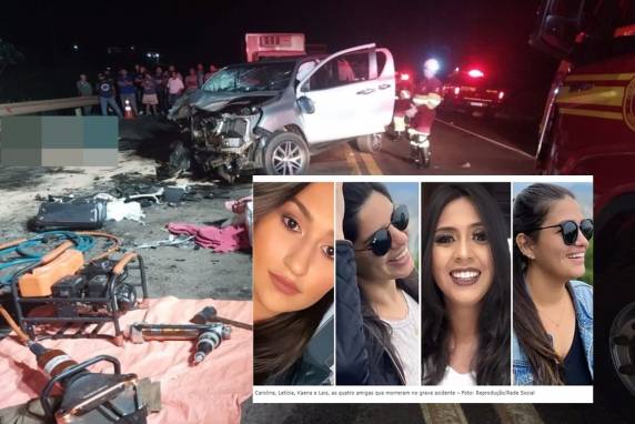 Carolina, Letícia, Kaena e Lais, as quatro amigas que morreram no grave acidente