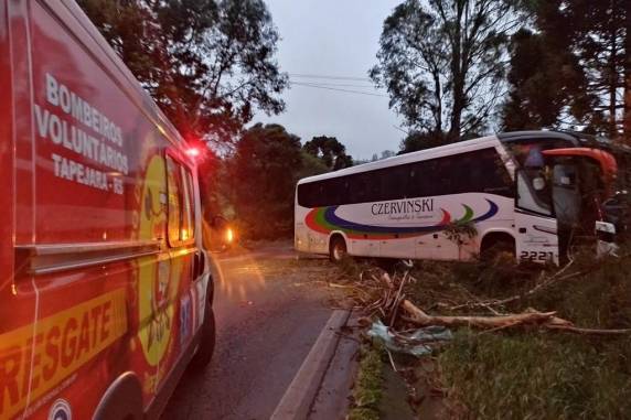 Sete pessoas ficam feridas após ônibus ser atingido por árvore e sair da pista em Tapejara - foto 3