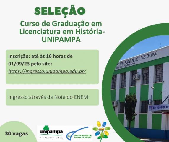 Poderão participar da seleção via Chamada por Nota do ENEM UAB/UNIPAMPA 2023/2