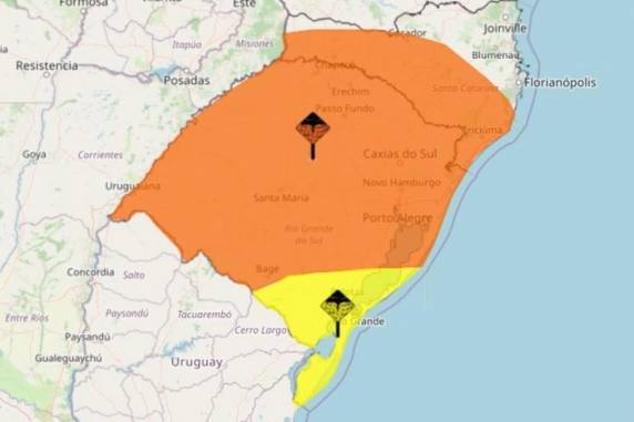 Instituto Nacional de Meteorologia alerta para o risco de grandes acumulados de chuva e a possibilidade de ventos intensos e queda de granizo