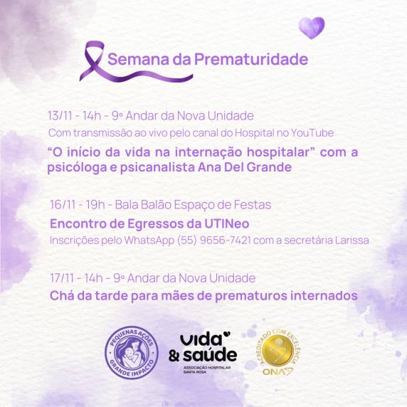 Com uma média de 1.500 nascimentos por ano, o HVS contabiliza cerca de 8% de nascimentos de prematuros ? bebês que nascem antes das 37 semanas de gestação.