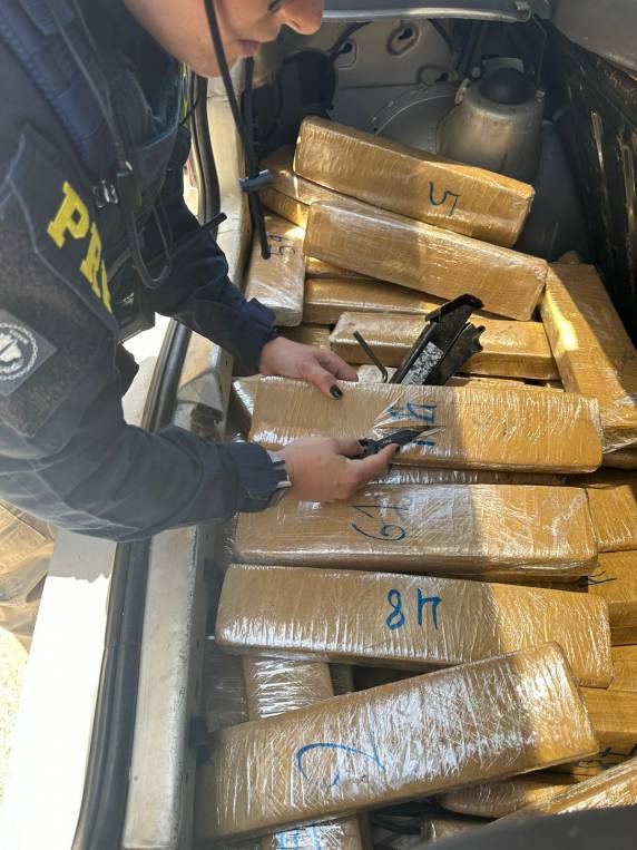 Nesta segunda-feira (20), policiais rodoviários federais interceptaram, em São José do Cerrito (SC), três carros e um carregamento de 120 quilos de maconha.