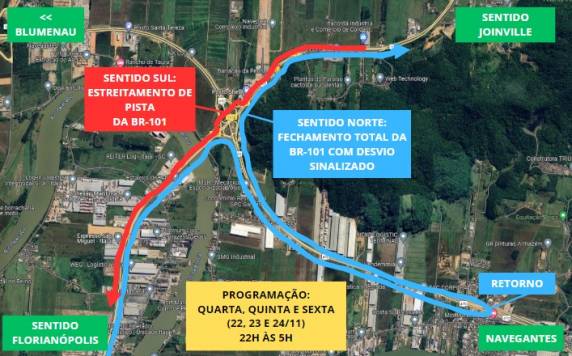 DNIT alerta para alteração de tráfego na BR-101/SC, em Navegantes, nesta semana - foto 3